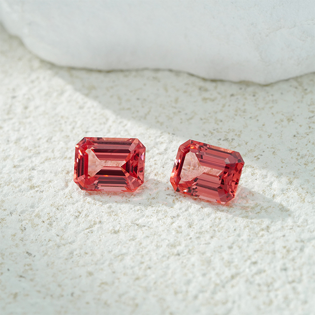 Octagon Emerald Cut Pink Padparadscha Color Loose Lab Grown Gemstones