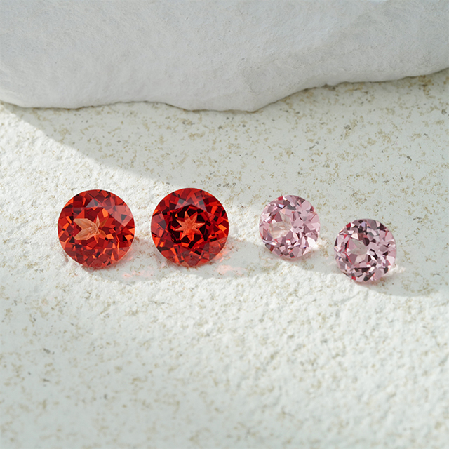 Round Brilliant Cut Pink Padparadscha Color Lab Grown Gemstones