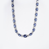 14K White Gold Oval Cut Lab Grown Sapphire at Round Brilliant Cut Moissanite Diamond Necklace