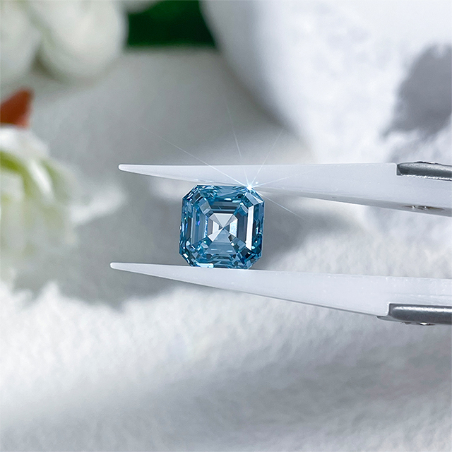 Fancy Blue Color Asscher Cut CVD Lab Grown Diamond na may IGI