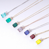 14K Gold Emerald Cut Color Lab Grown Gemstone Pendant Necklaces