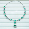 14K White Gold Lab Grown Emerald At Moissanite Luxury Diamond Necklace