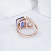 Toi Et Moi 14K Soild Gold Lab Sapphire At Moissanite Ring