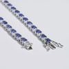 14K White Gold Oval Cut Lab Grown Sapphire at Round Brilliant Cut Moissanite Diamond Necklace