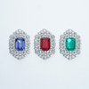 14K White Gold Emerald Cut Lab Grown Gemstones Diamond Pendants