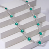 14K White Gold Round Brilliant Cut Lab Grown Emerald at Moissanite Diamond Necklace 