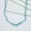 14K White Gold Pear Cut Lab Grown Paraiba Sapphire at Moissanite Luxury Diamond Necklace